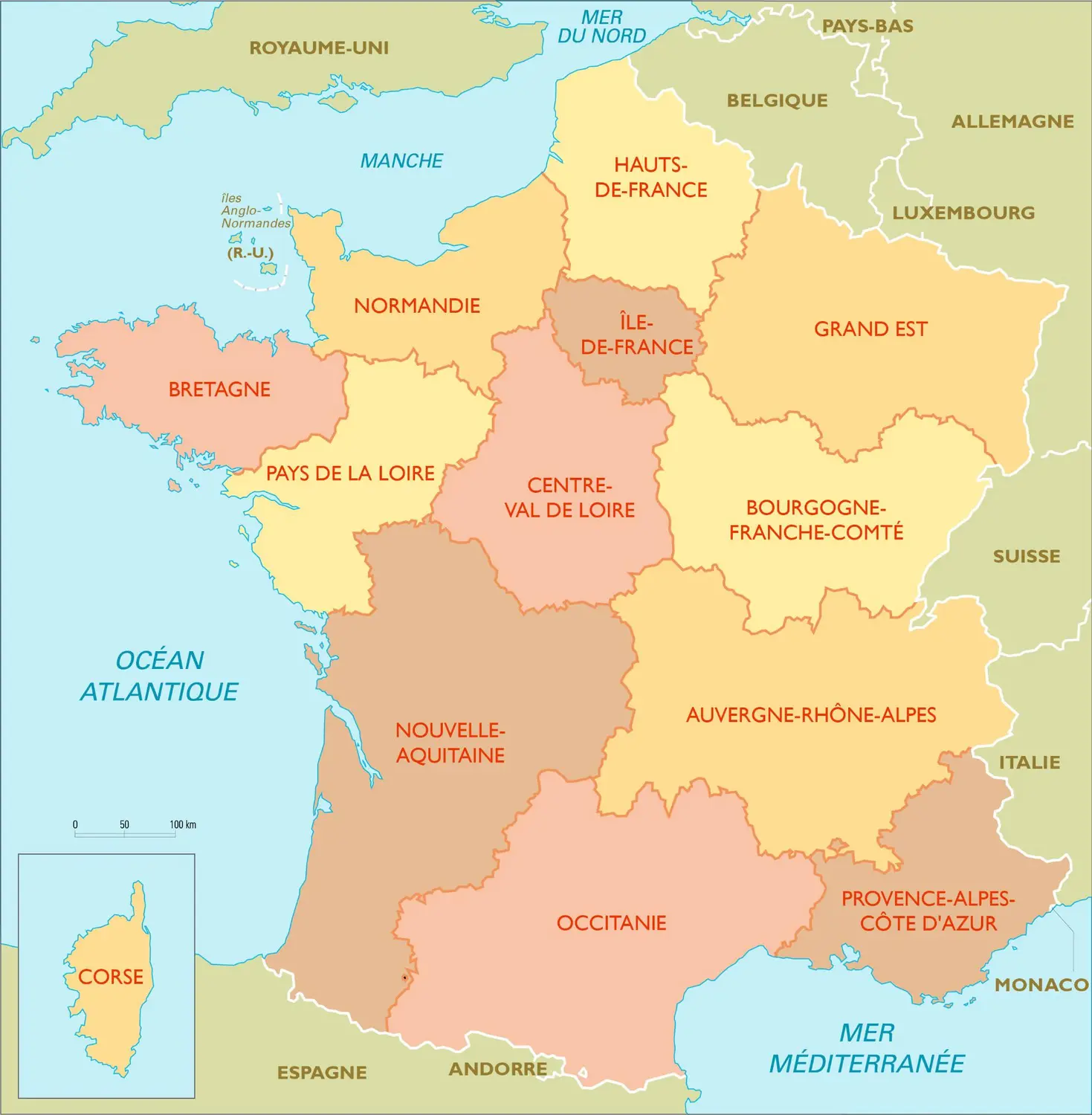 France : découpage administratif en 13 régions