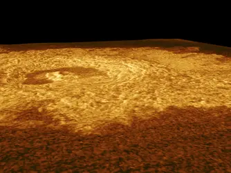 Vénus : cratère d'impact Riley - crédits : Courtesy NASA / Jet Propulsion Laboratory