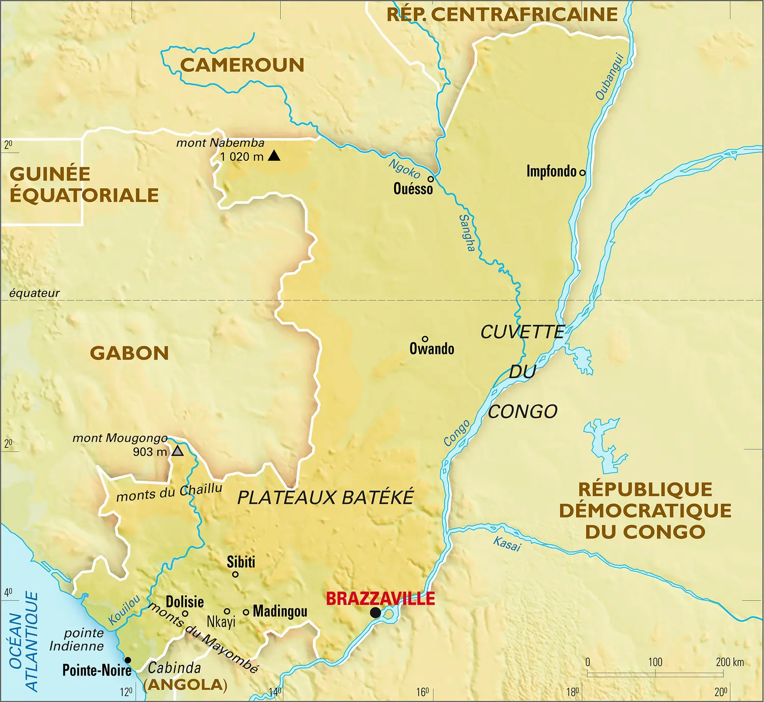 Congo (République du) : carte physique