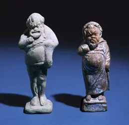Statuettes grecques représentant des acteurs comiques - crédits :  Bridgeman Images 
