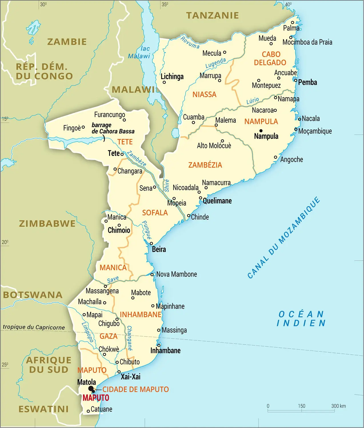 Mozambique : carte administrative