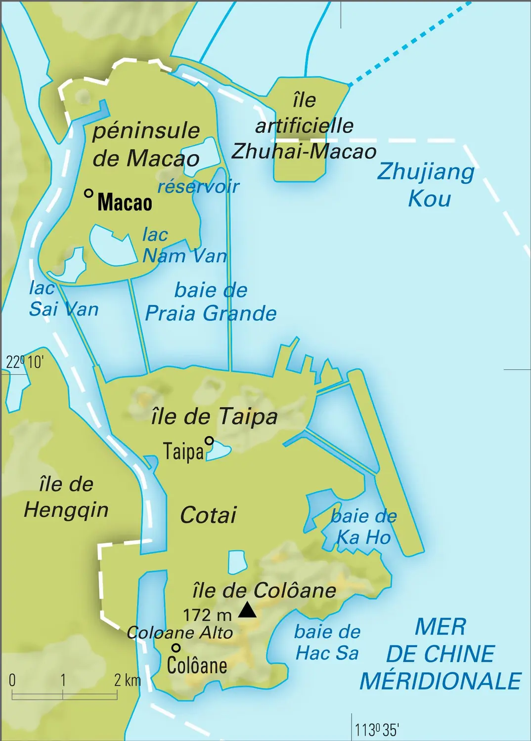 Macao [Chine] : carte physique