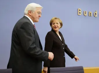 Angela Merkel et Frank-Walter Steinmeier, 2009 - crédits : Andreas Rentz/ Getty Images News/ AFP