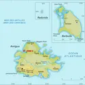 Antigua-et-Barbuda : carte physique - crédits : Encyclopædia Universalis France