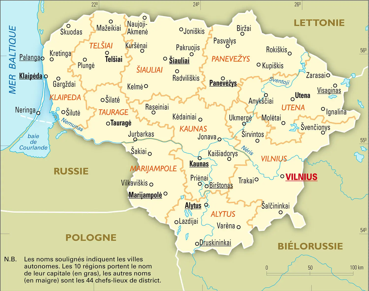 Lituanie : carte administrative