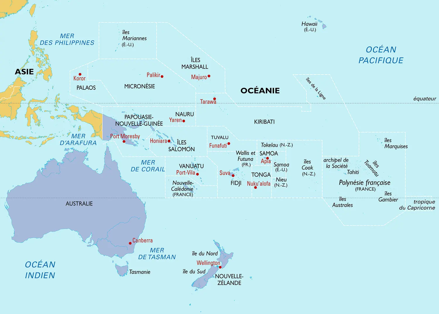 Océanie : carte politique