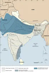 Péninsule indienne : synthèse climatique - crédits : Encyclopædia Universalis France