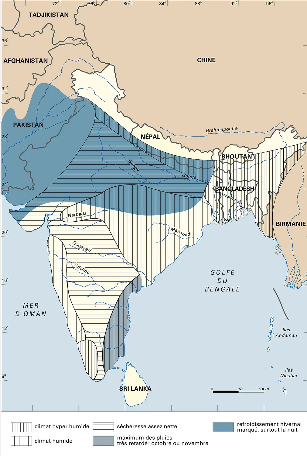 Péninsule indienne : synthèse climatique