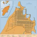 Rhodes, plan de la ville antique - crédits : Encyclopædia Universalis France