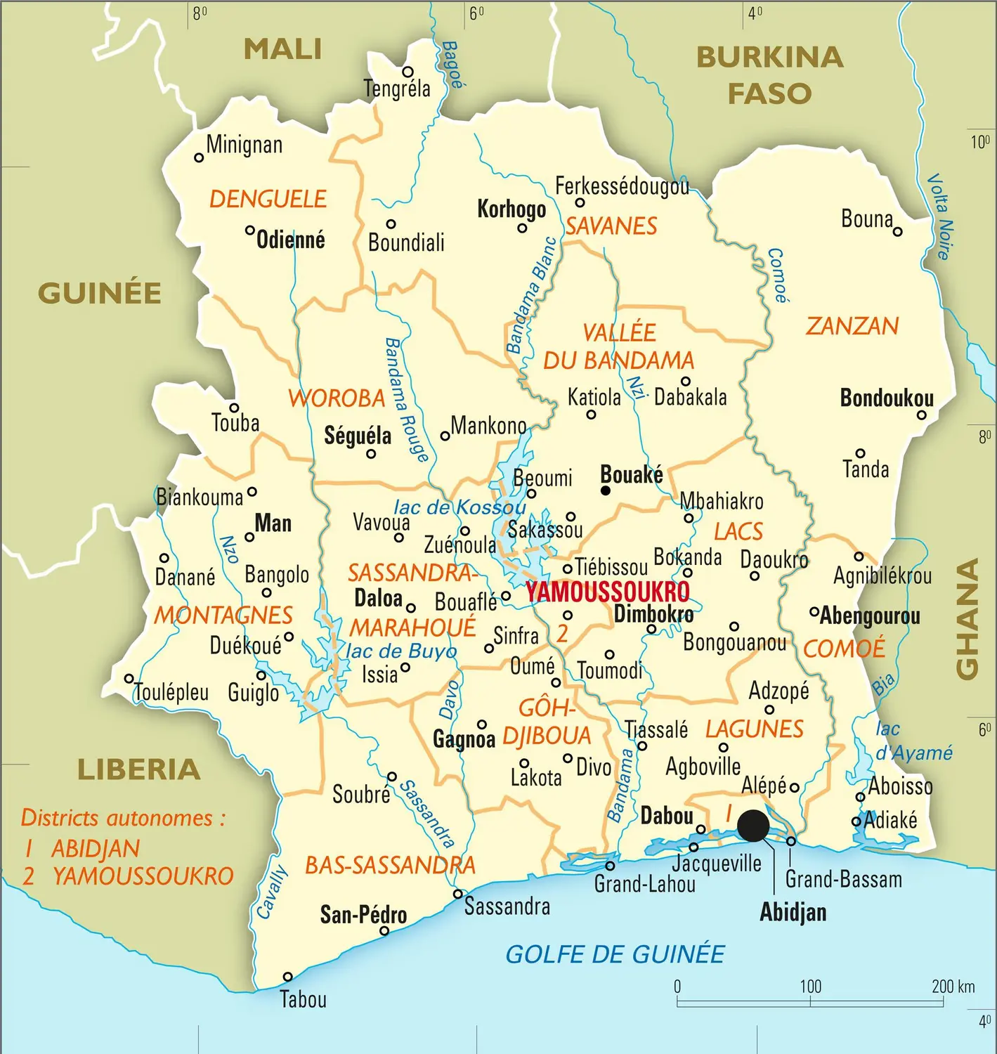 Côte d'Ivoire : carte administrative