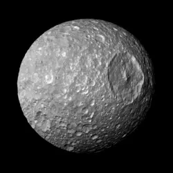 Satellite Mimas - crédits : NASA/ JPL-Caltech/ Space Science Institute