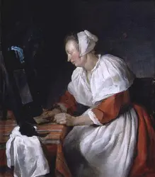 <it>Femme au miroir</it>, G. Metsu - crédits :  Bridgeman Images 