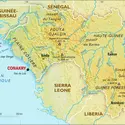 Guinée : carte physique - crédits : Encyclopædia Universalis France