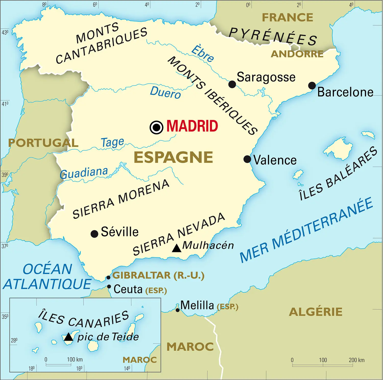 Espagne : carte générale