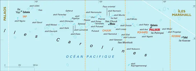 Micronésie : carte administrative - crédits : Encyclopædia Universalis France