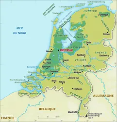 Pays-Bas : carte physique - crédits : Encyclopædia Universalis France
