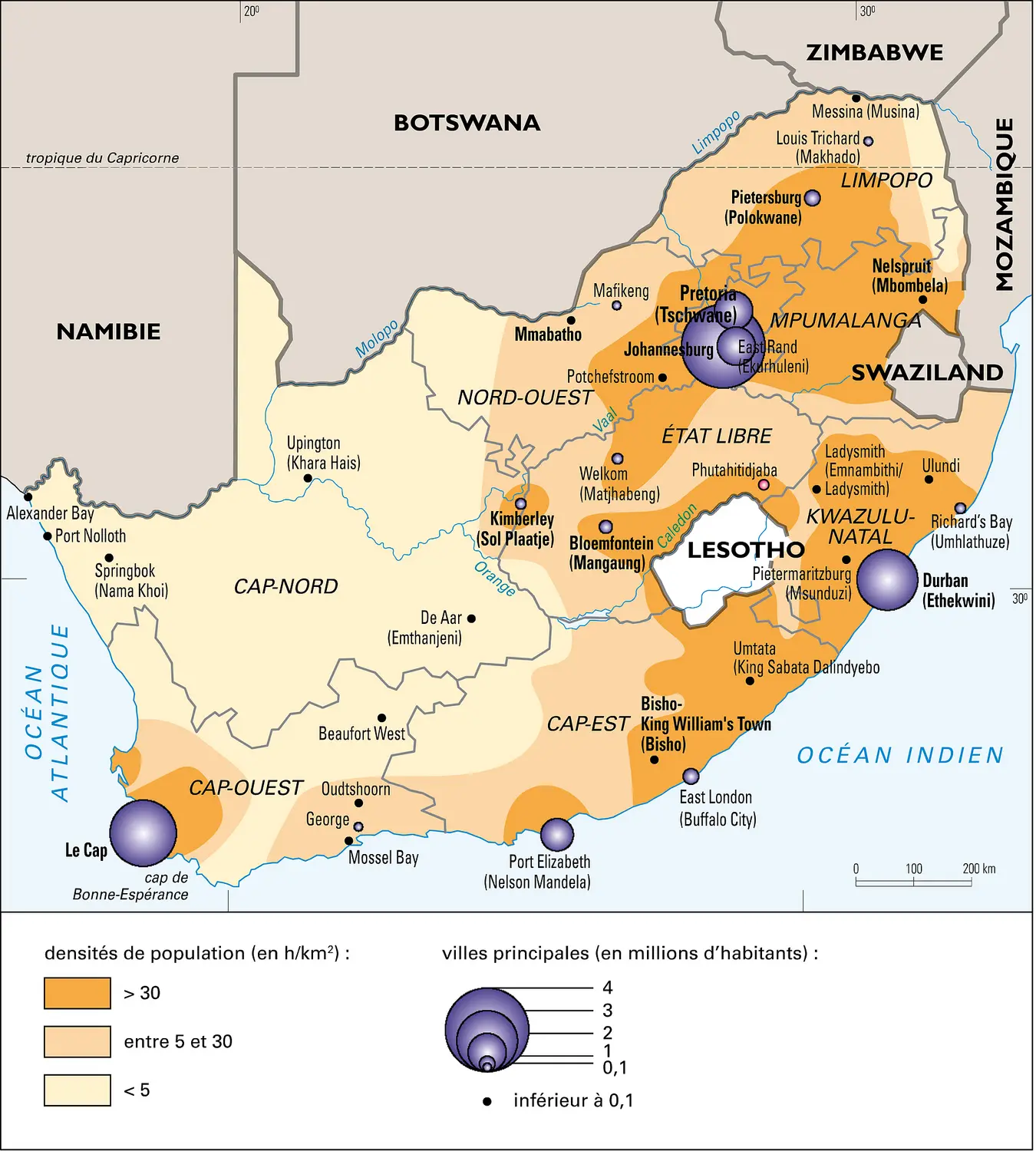 Afrique du Sud : population et découpage politique