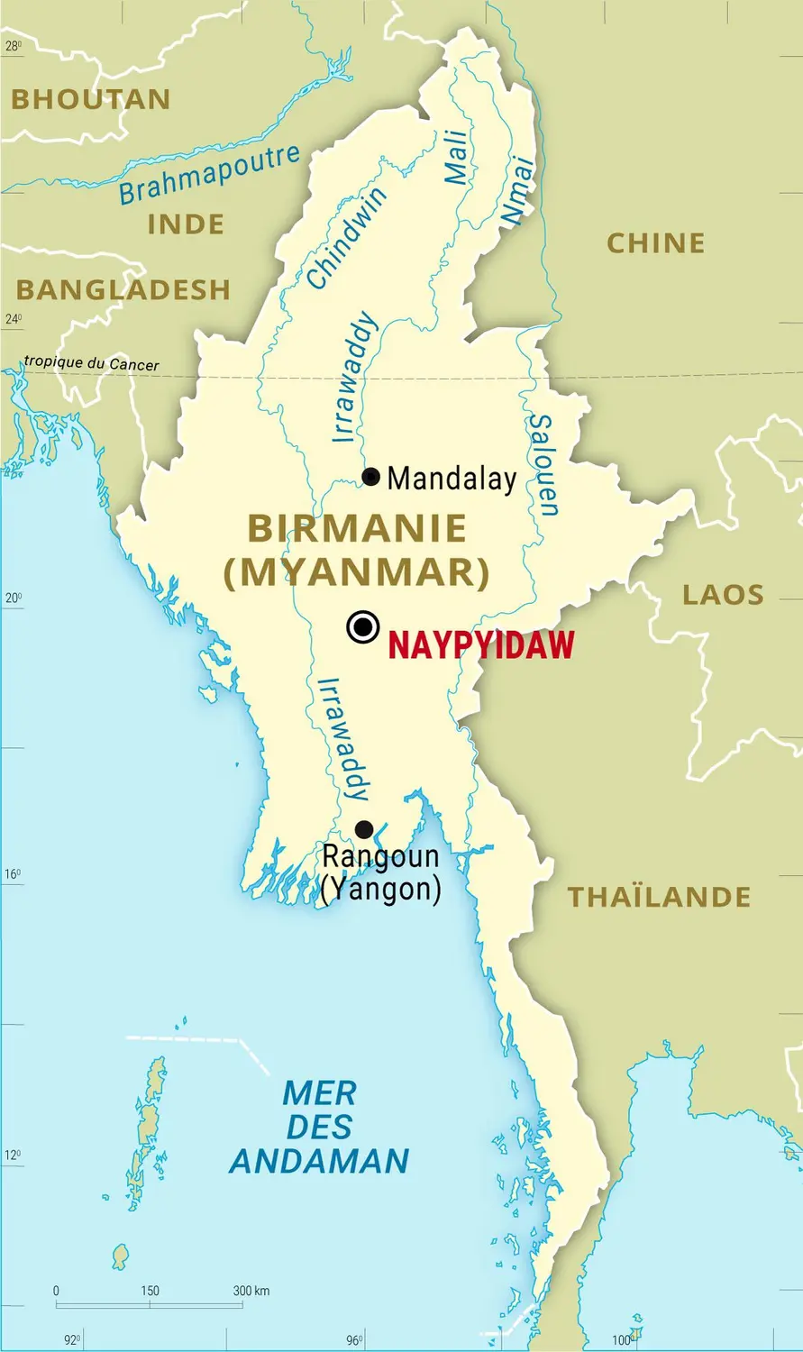 Birmanie : carte générale