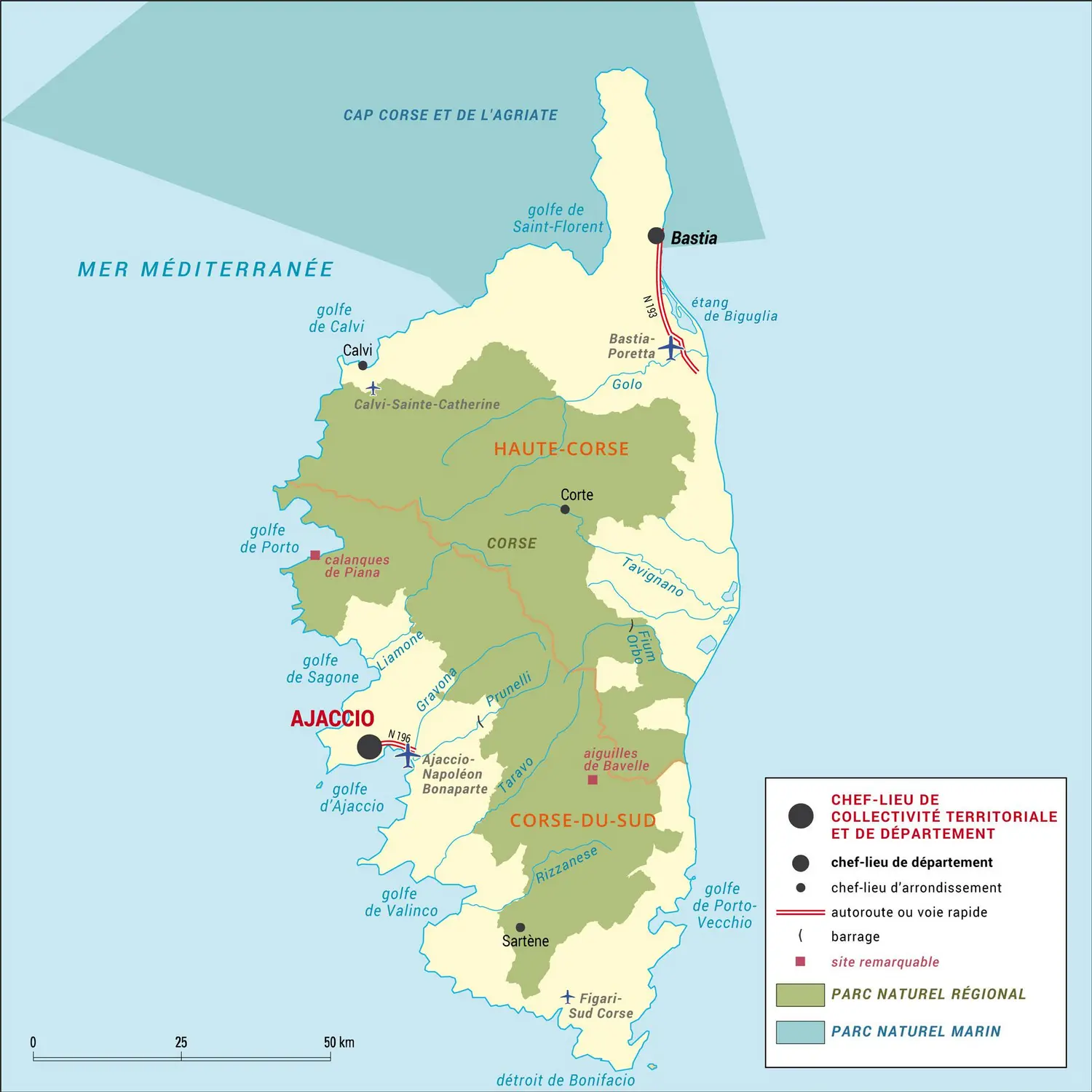 Corse : carte administrative