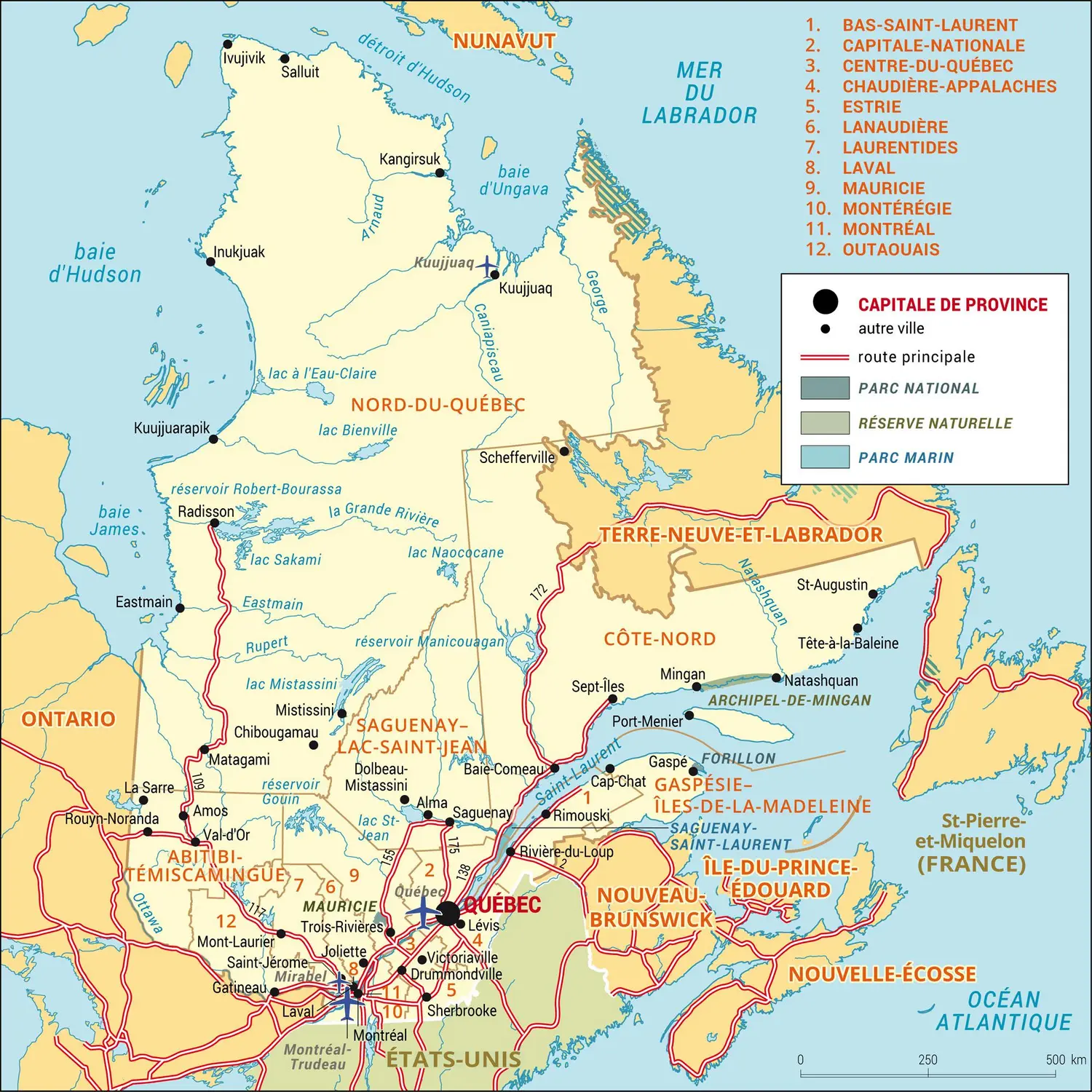 Québec : carte administrative