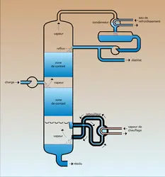 Colonne de distillation continue - crédits : Encyclopædia Universalis France