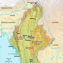 Birmanie : carte physique - crédits : Encyclopædia Universalis France