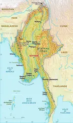Birmanie : carte physique - crédits : Encyclopædia Universalis France