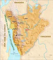 Burundi : carte physique - crédits : Encyclopædia Universalis France