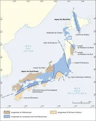 Orogenèses responsables de la formation du Japon - crédits : Encyclopædia Universalis France