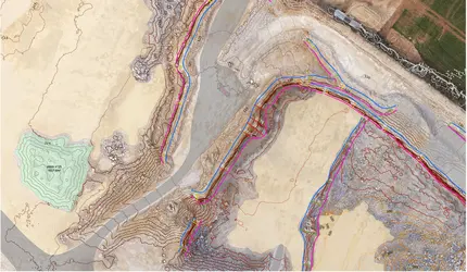 Cartographie d’un front de taille sur une carrière de granulats - crédits : Redbird