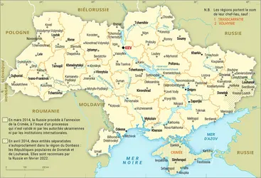 Ukraine : carte administrative - crédits : Encyclopædia Universalis France