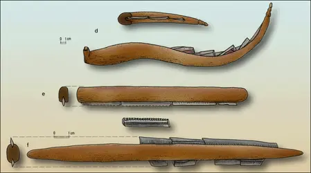 Outillage mésolithique et néolithique : utilisation de microlithes pour des couteaux et des pointes - crédits : Encyclopædia Universalis France