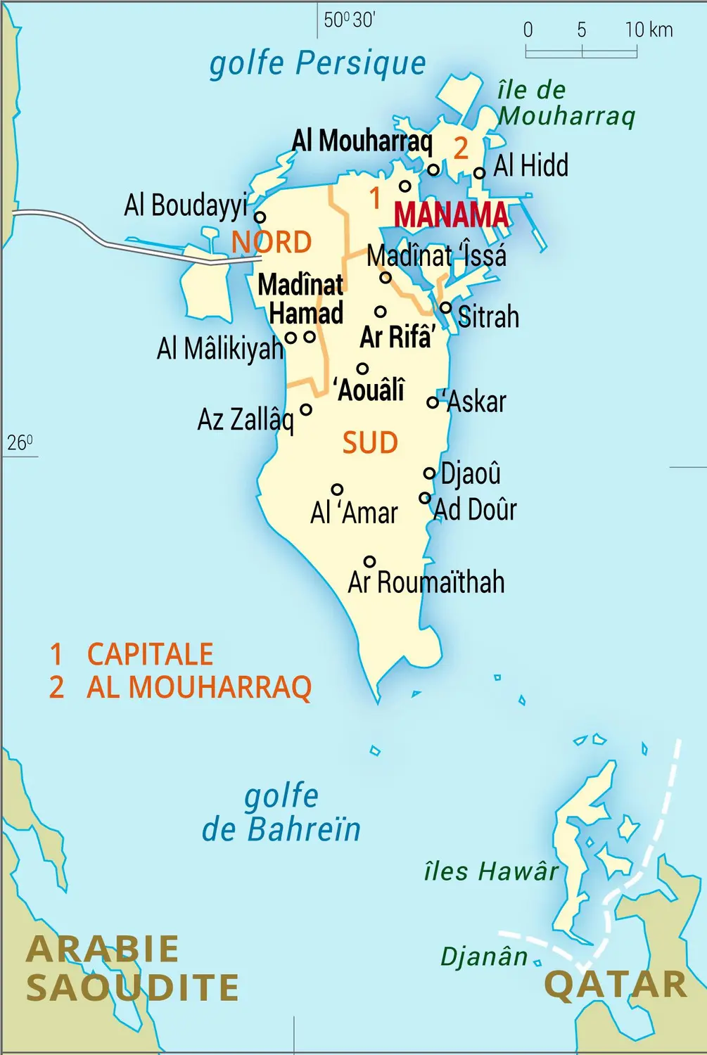 Bahreïn : carte administrative