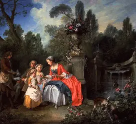 <it>Femme dans un jardin buvant du café avec des enfants</it>, N. Lancret - crédits :  Bridgeman Images 