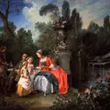 <it>Femme dans un jardin buvant du café avec des enfants</it>, N. Lancret - crédits :  Bridgeman Images 