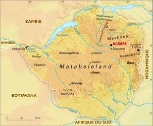 Zimbabwe : carte physique - crédits : Encyclopædia Universalis France