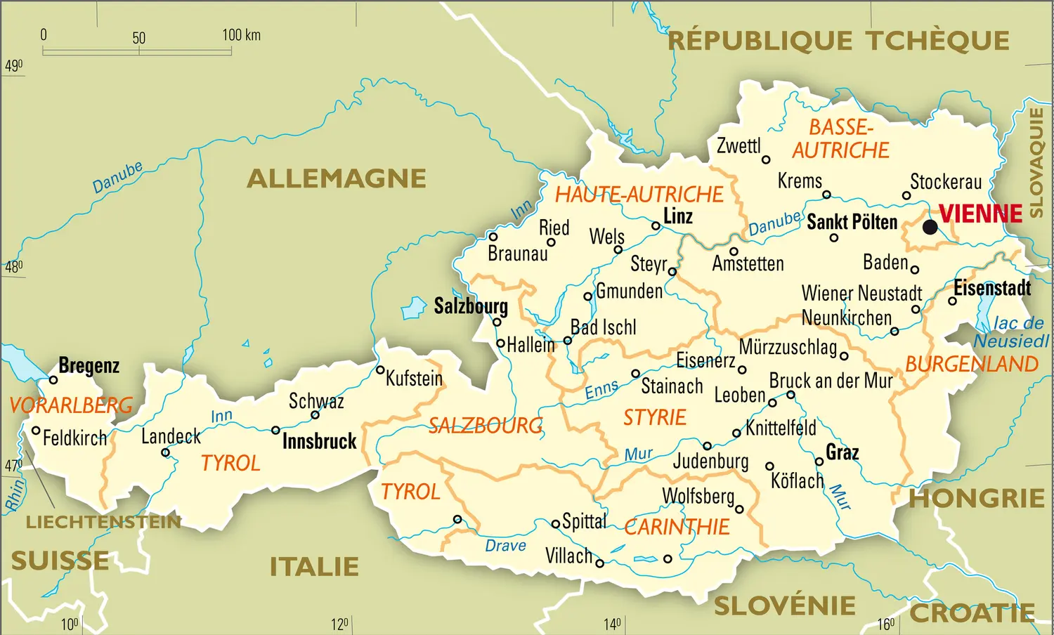 Autriche : carte administrative