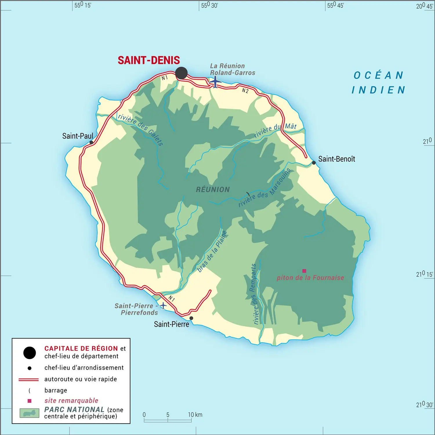 La Réunion [France] : carte administrative