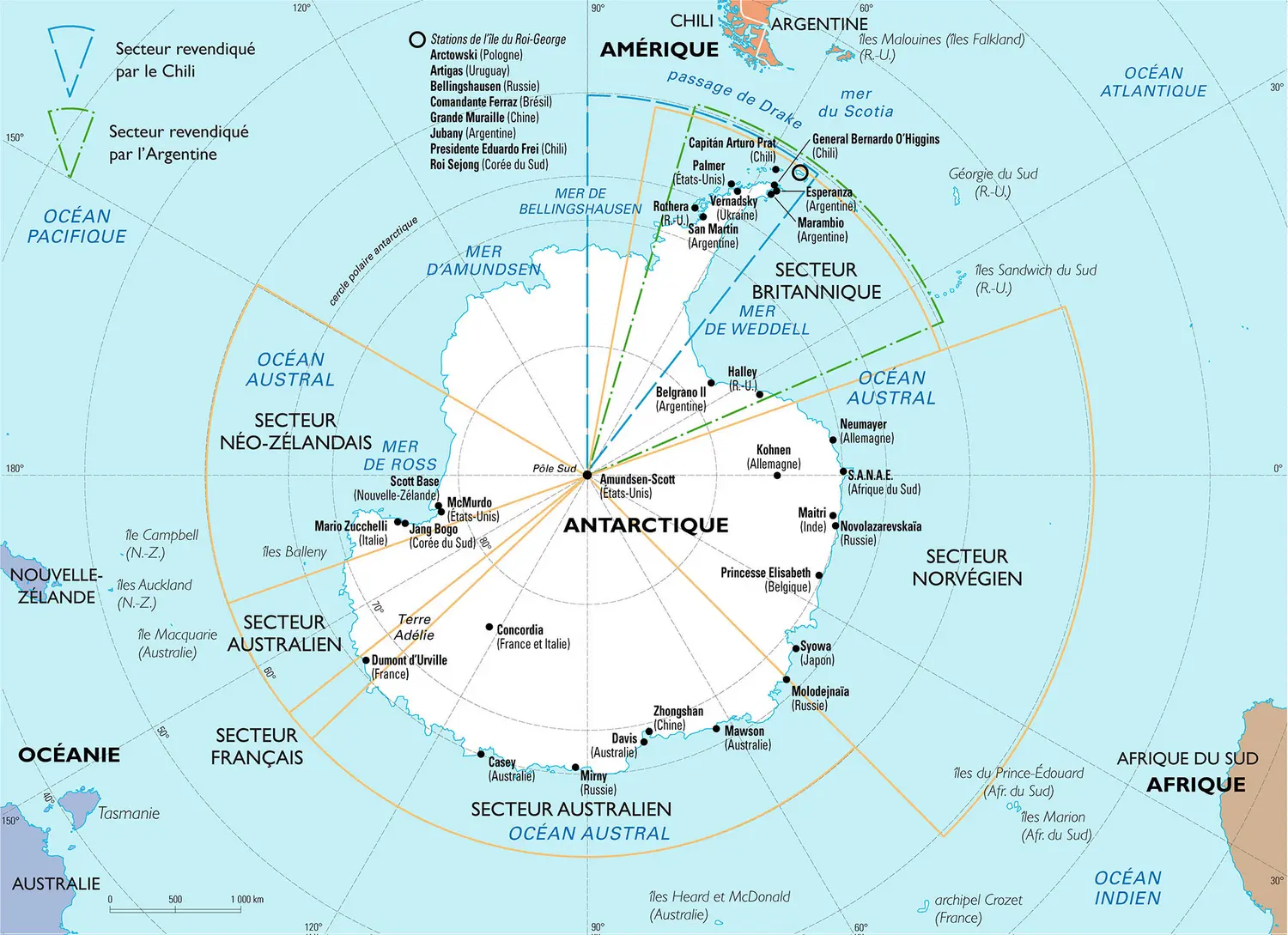 Antarctique : carte politique