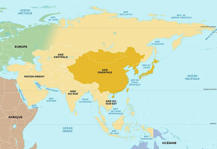 Asie orientale : carte de situation