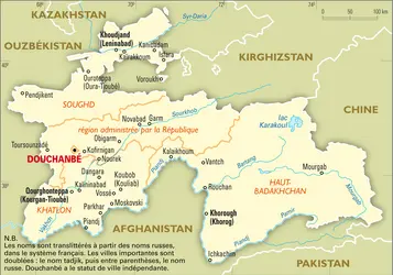 Tadjikistan : carte administrative - crédits : Encyclopædia Universalis France