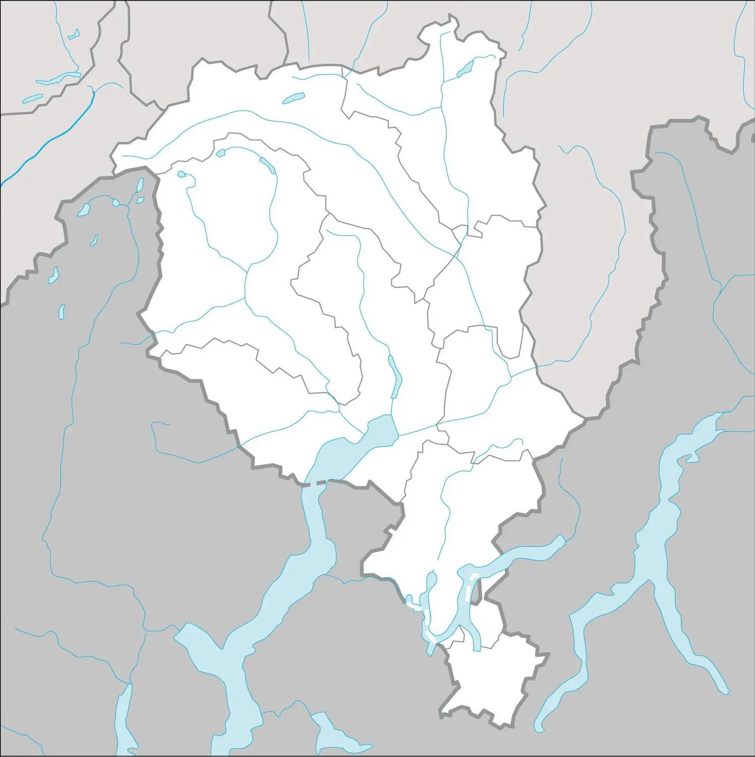 Tessin : carte vierge du canton