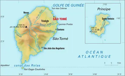 São Tomé-et-Príncipe : carte physique - crédits : Encyclopædia Universalis France