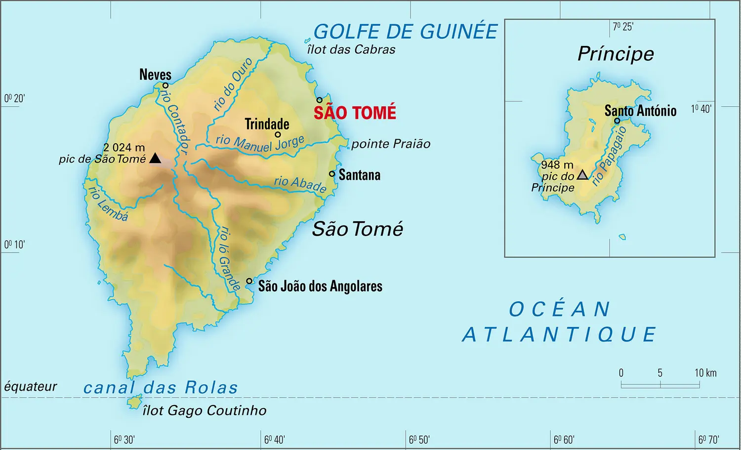 São Tomé-et-Príncipe : carte physique