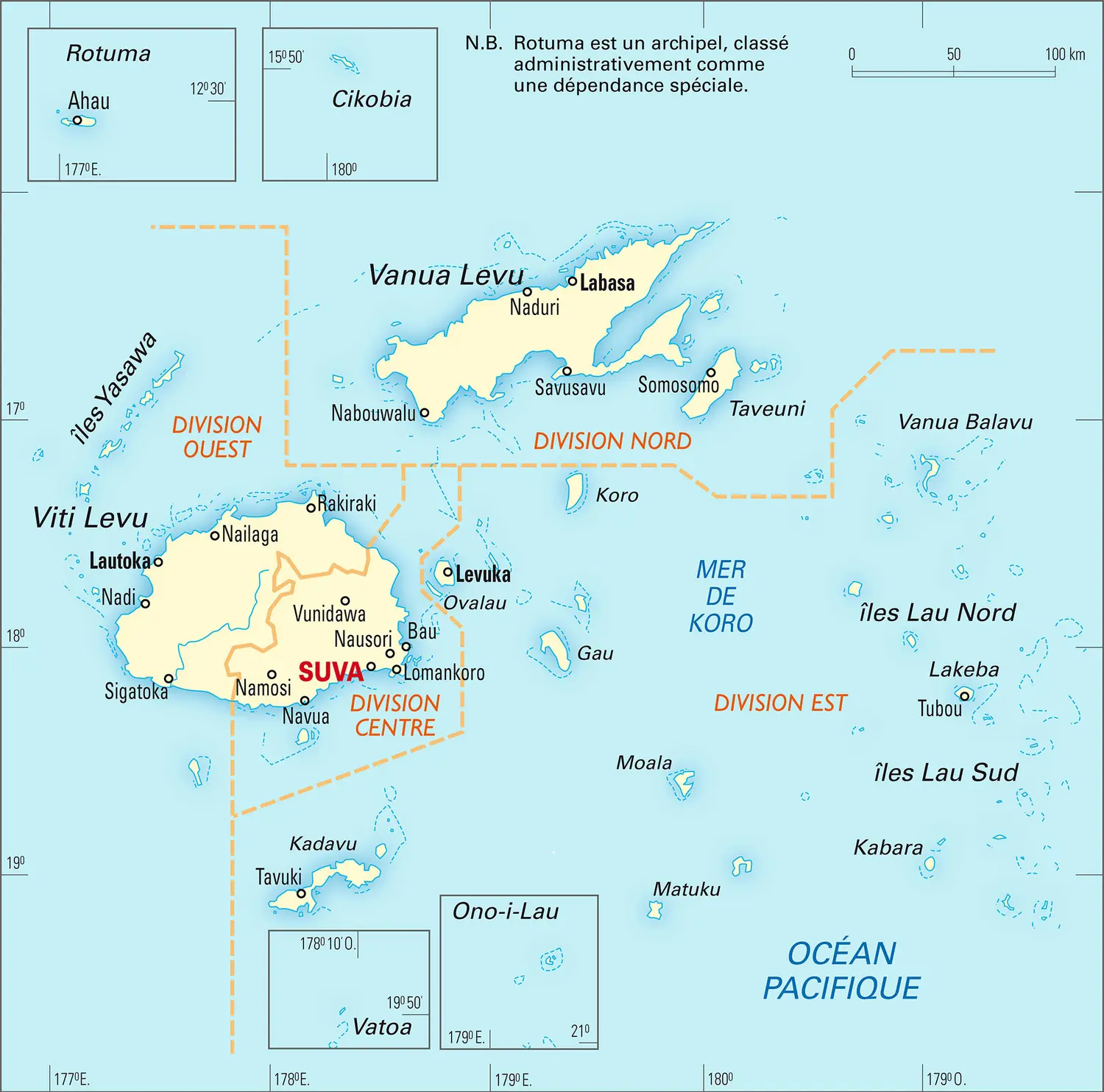 Fidji : carte administrative