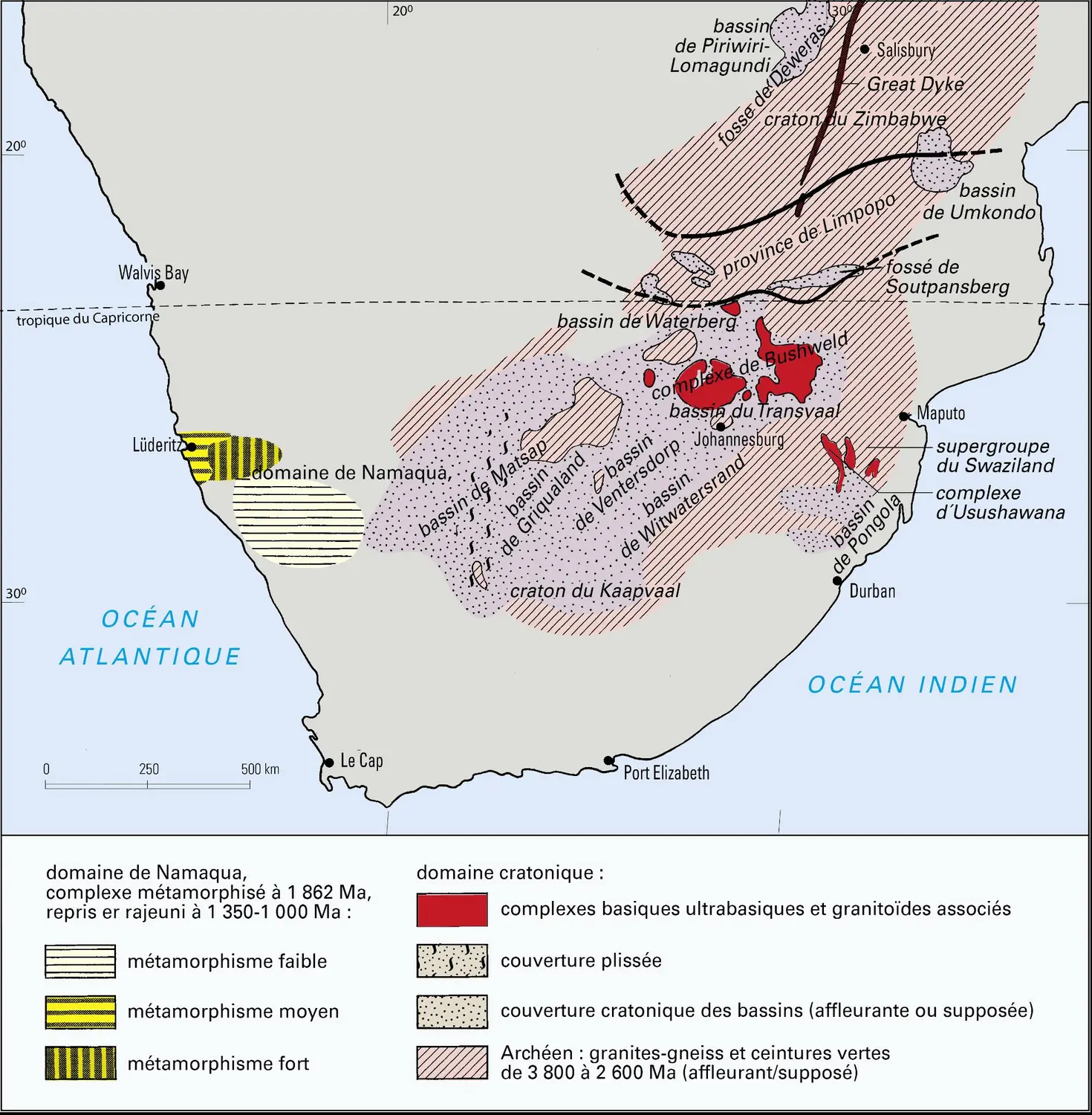 Sud de l'Afrique : l'Archéen