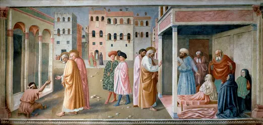 Saint Pierre ressuscite Tabitha et guérit un paralytique, Masolino da Panicale - crédits : Leemage/ Corbis/ Getty Images