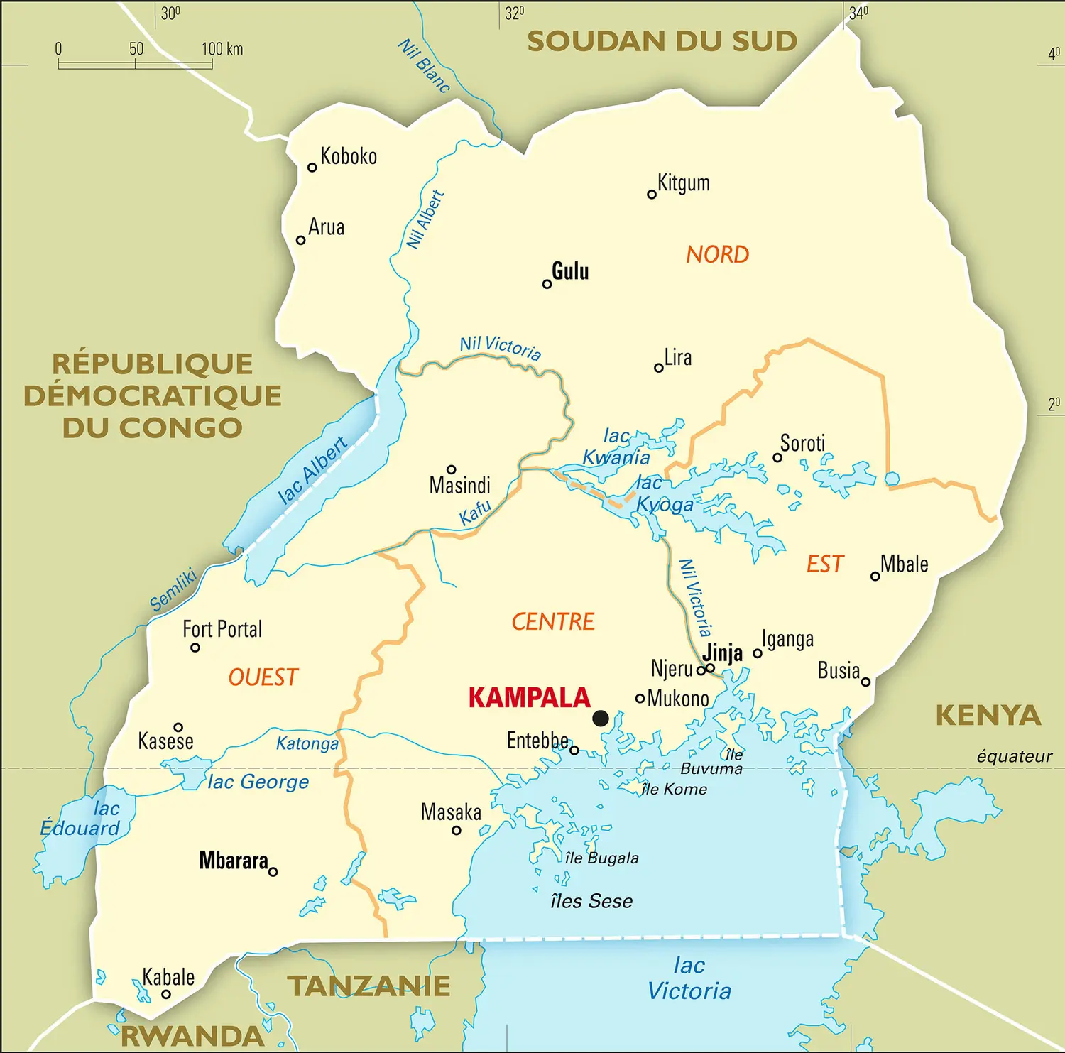 Ouganda : carte administrative