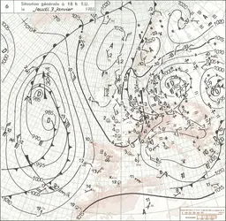 Centres d’action météorologiques - crédits : Météo-France, janvier 1985