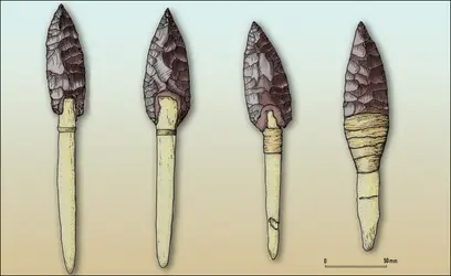 Couteaux ou pointes bifaces emmanchés - crédits : Encyclopædia Universalis France